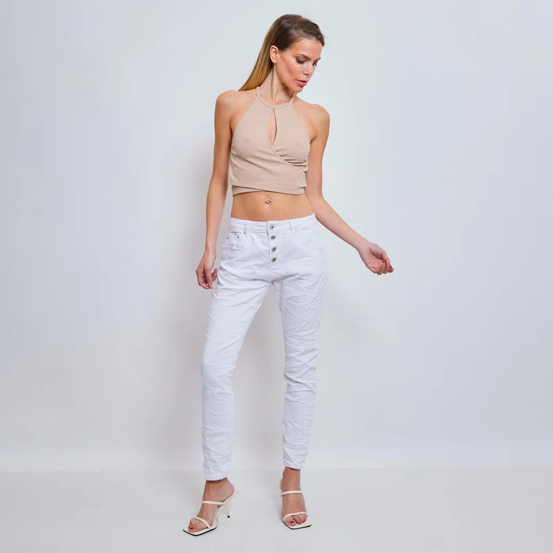 Pantalon Boyfriend Stretch Couleur