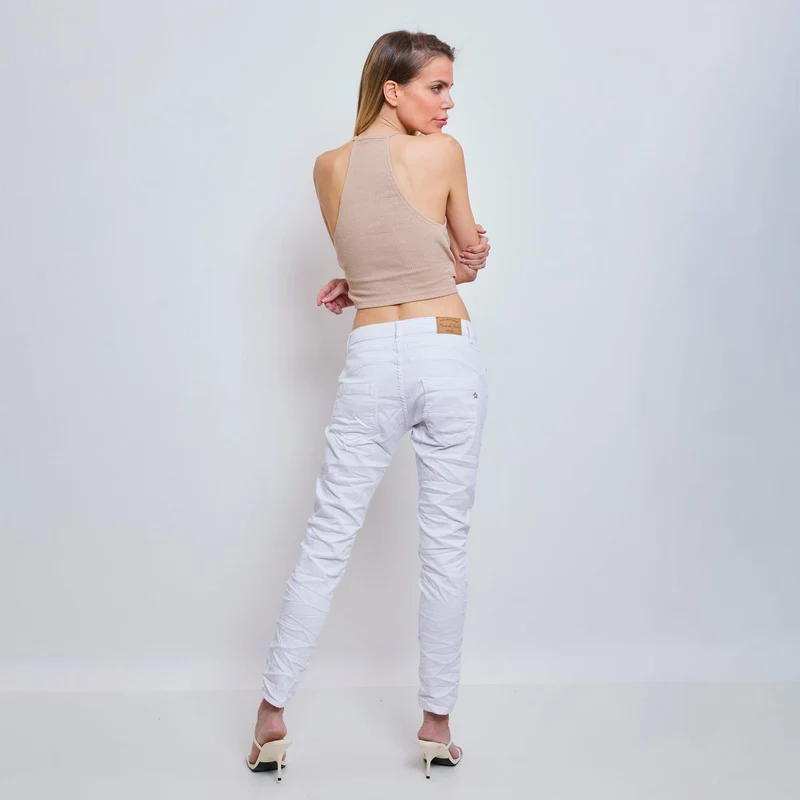 Pantalon Boyfriend Stretch Couleur