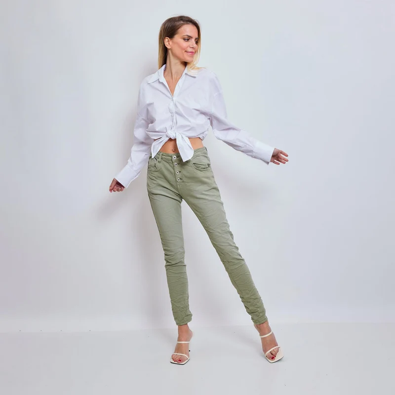 Pantalon Boyfriend Stretch Couleur