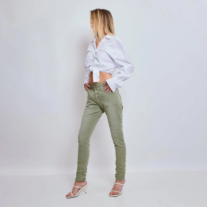 Pantalon Boyfriend Stretch Couleur
