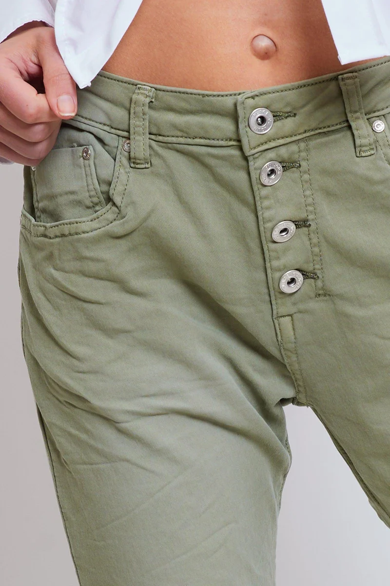 Pantalon Boyfriend Stretch Couleur