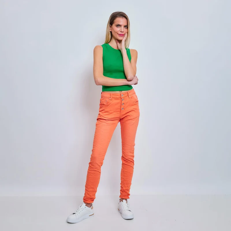 Pantalon Boyfriend Stretch Couleur