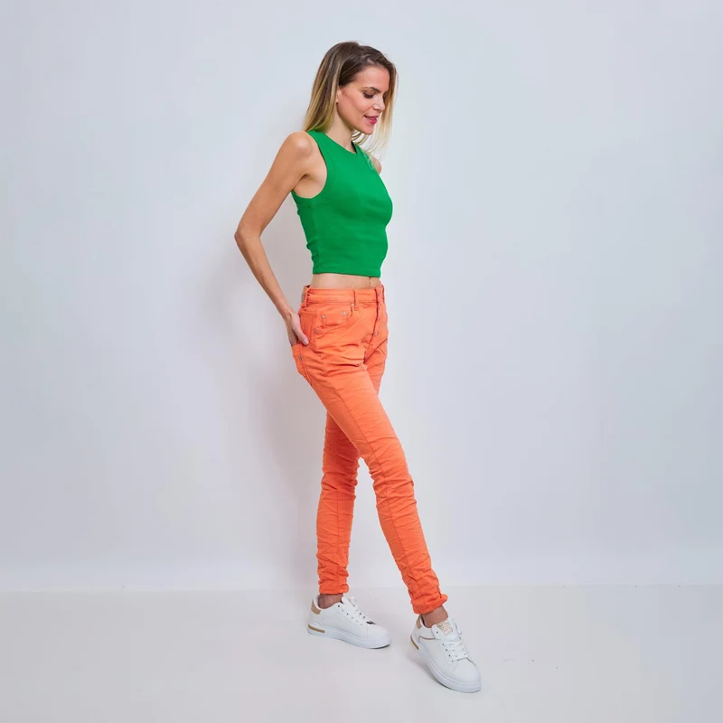 Pantalon Boyfriend Stretch Couleur