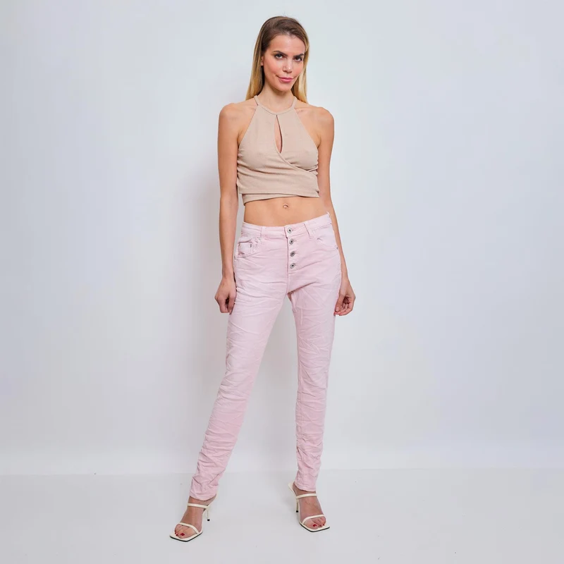 Pantalon Boyfriend Stretch Couleur