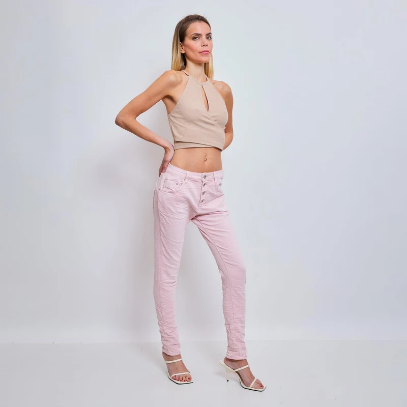 Pantalon Boyfriend Stretch Couleur