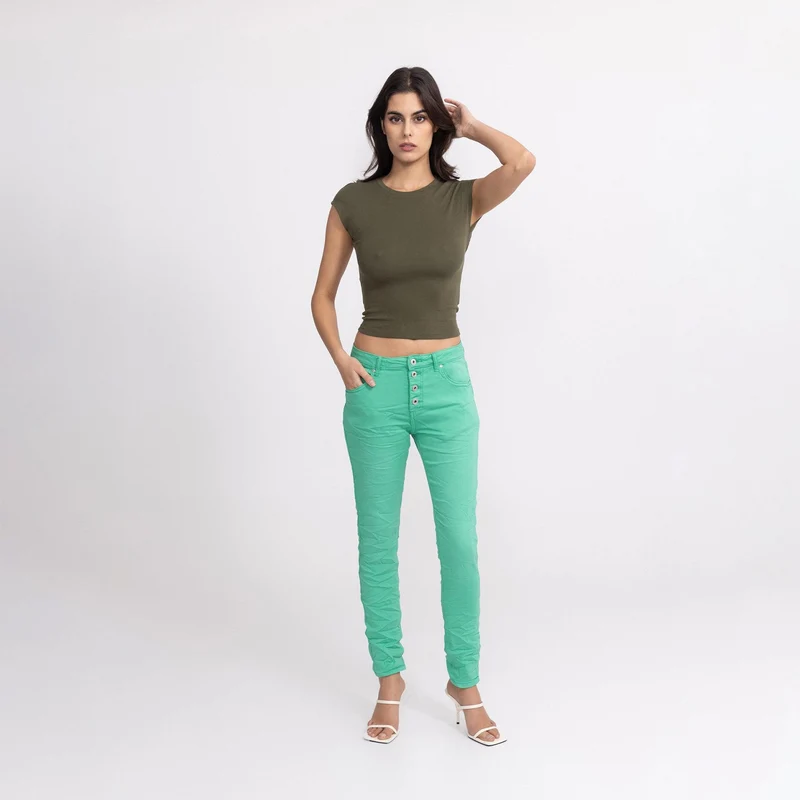 Pantalon Boyfriend Stretch Couleur