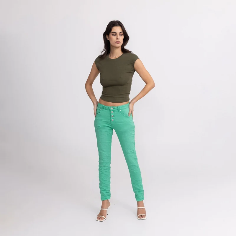 Pantalon Boyfriend Stretch Couleur