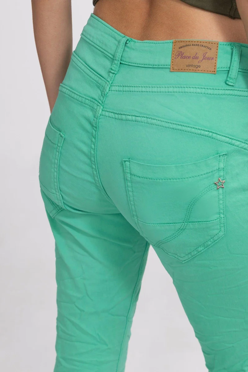 Pantalon Boyfriend Stretch Couleur