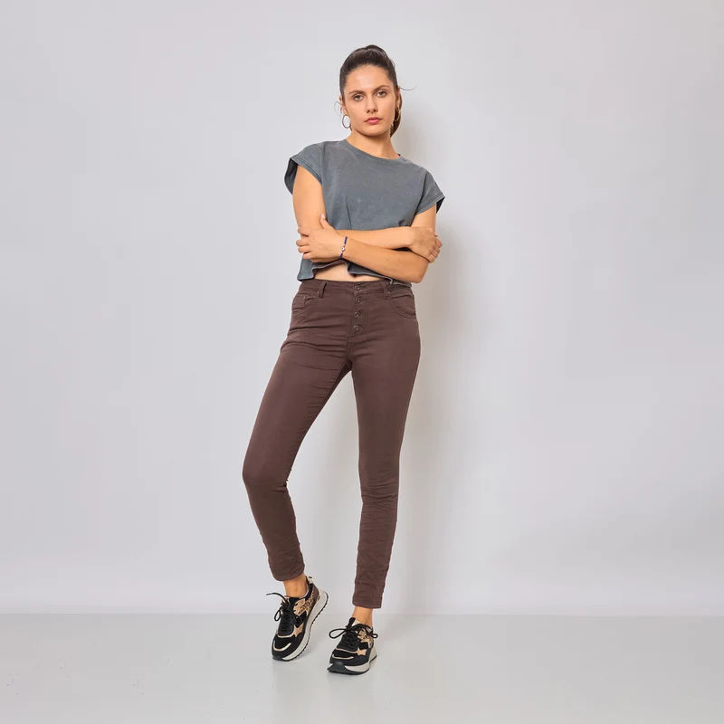 Pantalon Boyfriend Stretch Couleur