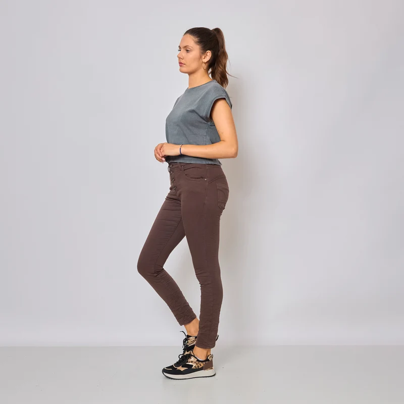 Pantalon Boyfriend Stretch Couleur