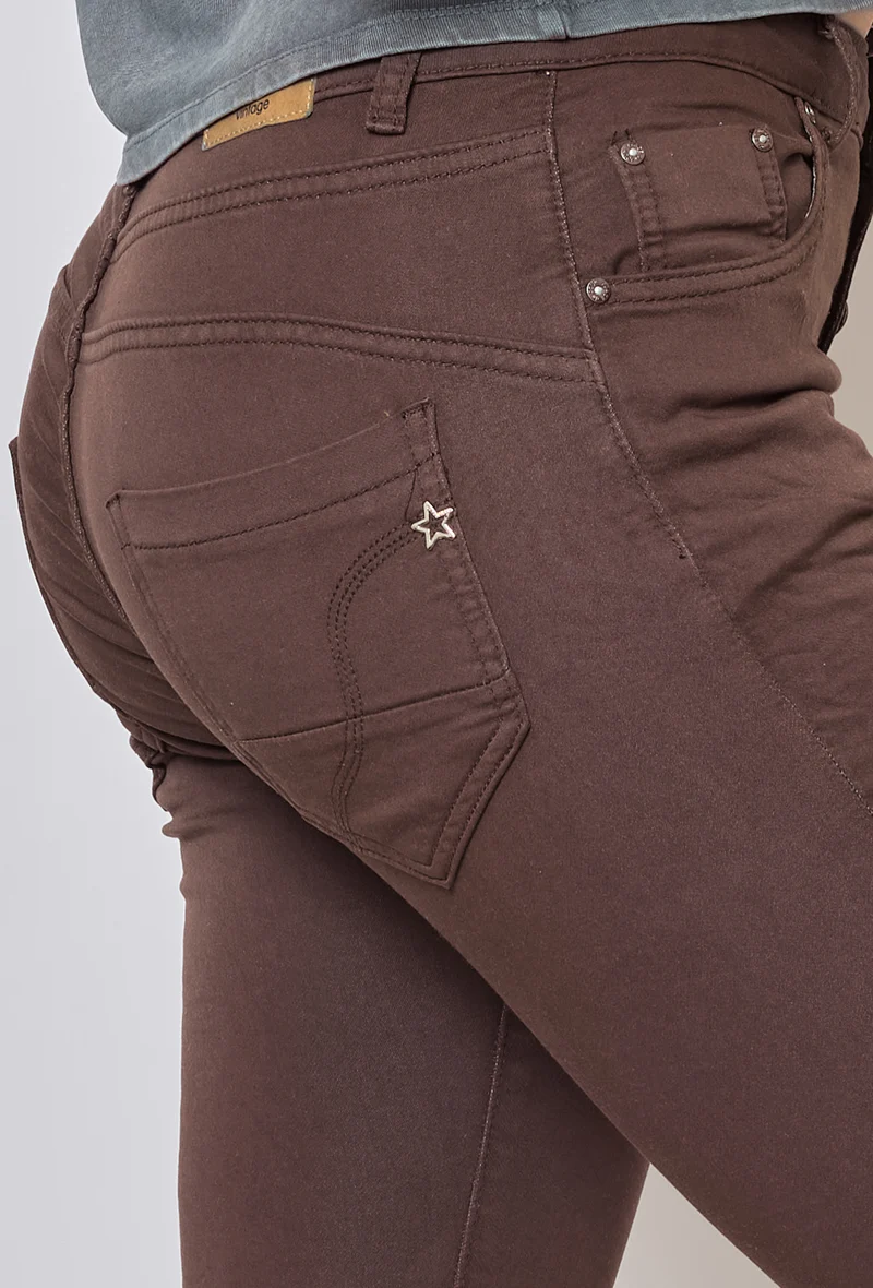 Pantalon Boyfriend Stretch Couleur