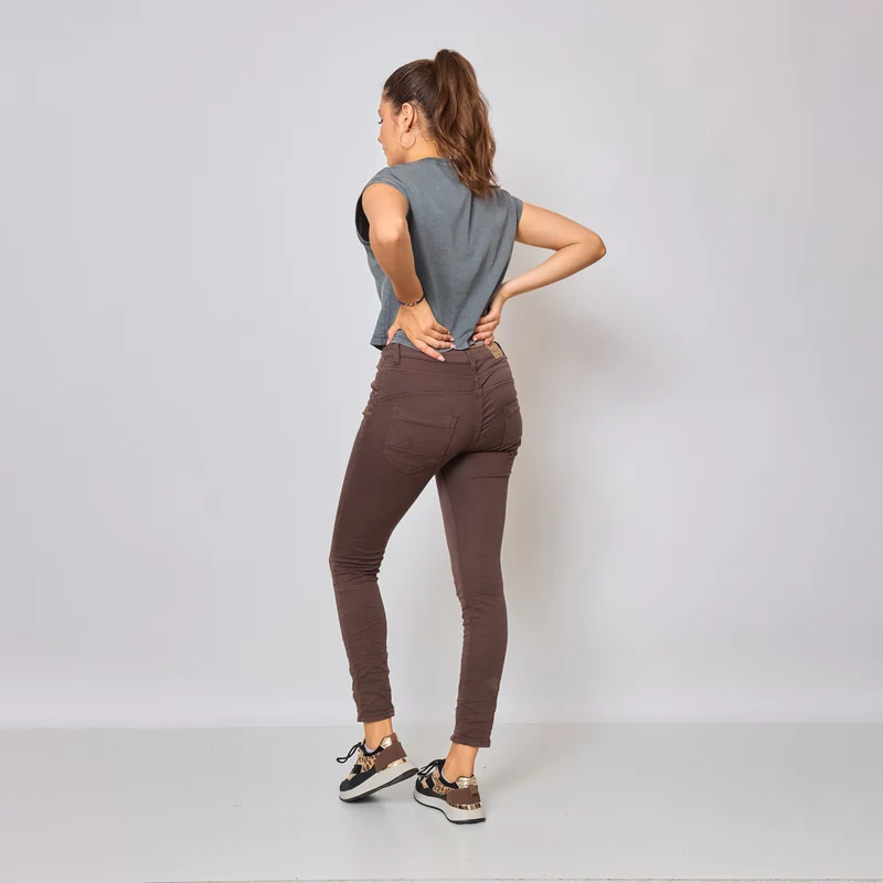 Pantalon Boyfriend Stretch Couleur