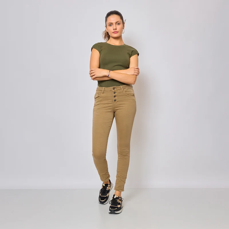 Pantalon Boyfriend Stretch Couleur
