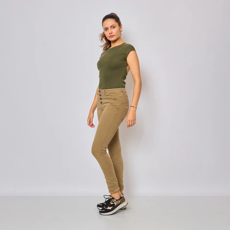 Pantalon Boyfriend Stretch Couleur