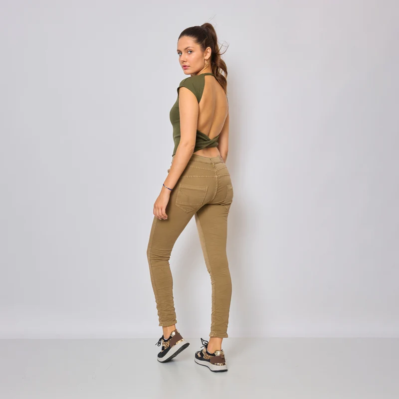 Pantalon Boyfriend Stretch Couleur