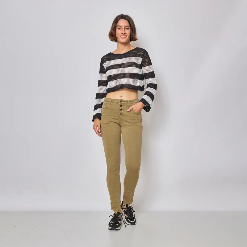 Pantalon Boyfriend Stretch Couleur