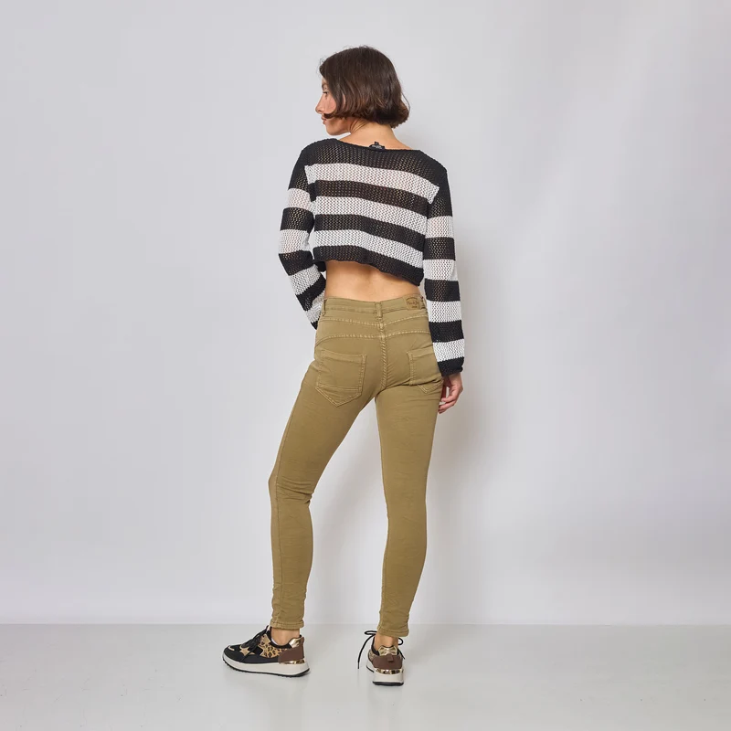 Pantalon Boyfriend Stretch Couleur