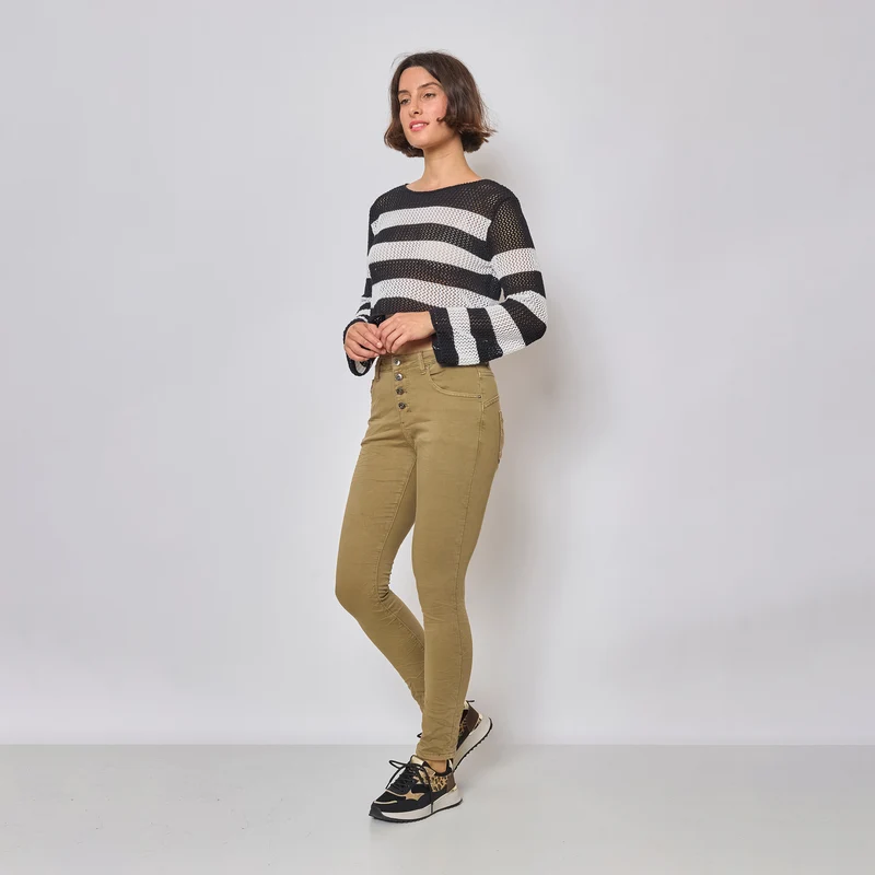 Pantalon Boyfriend Stretch Couleur