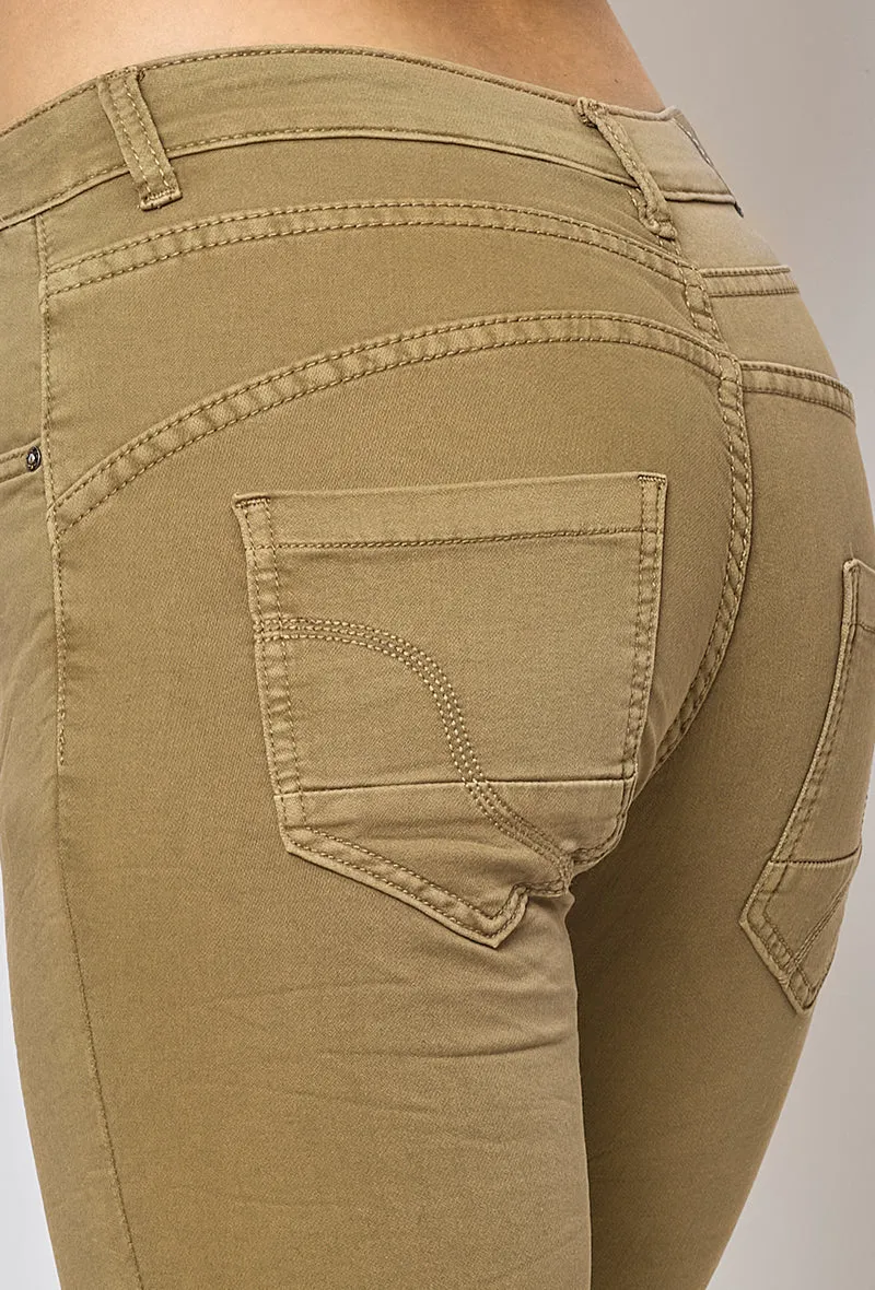 Pantalon Boyfriend Stretch Couleur