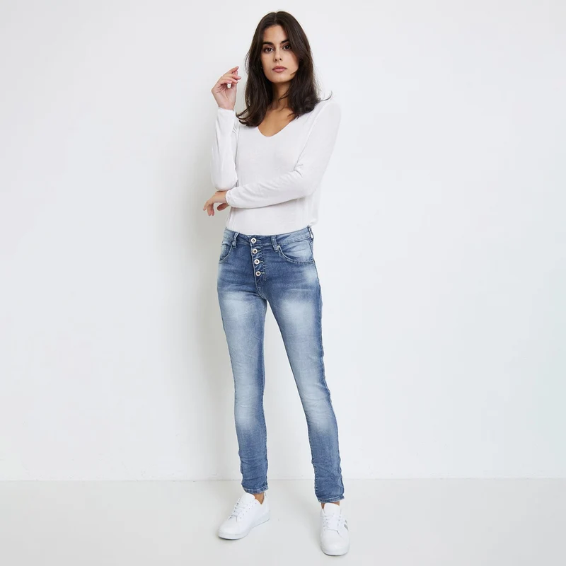 Pantalon Boyfriend Stretch Couleur