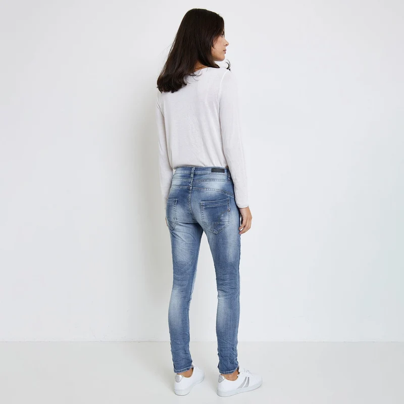Pantalon Boyfriend Stretch Couleur