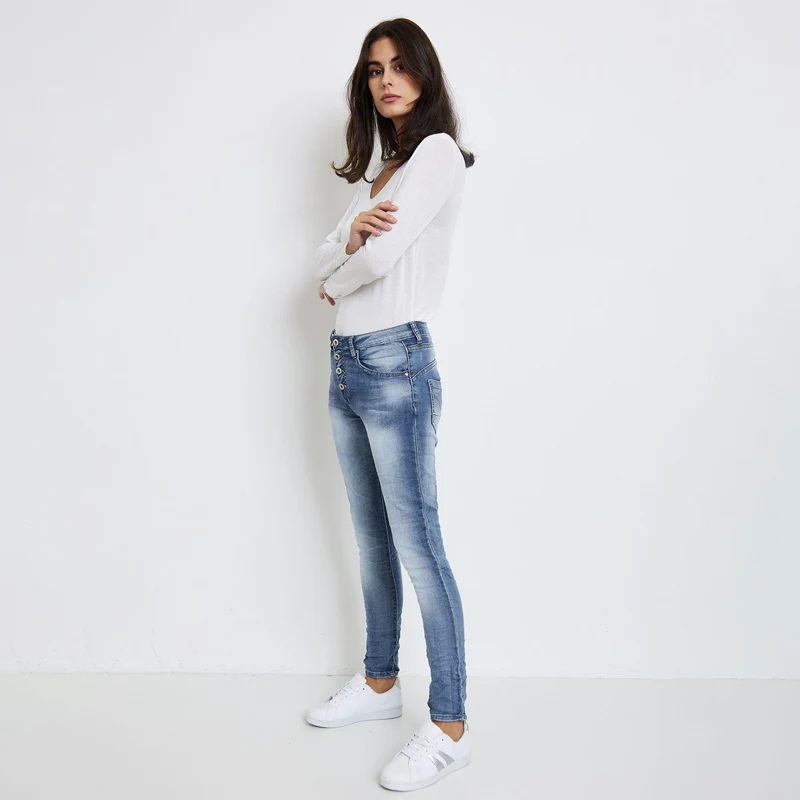 Pantalon Boyfriend Stretch Couleur