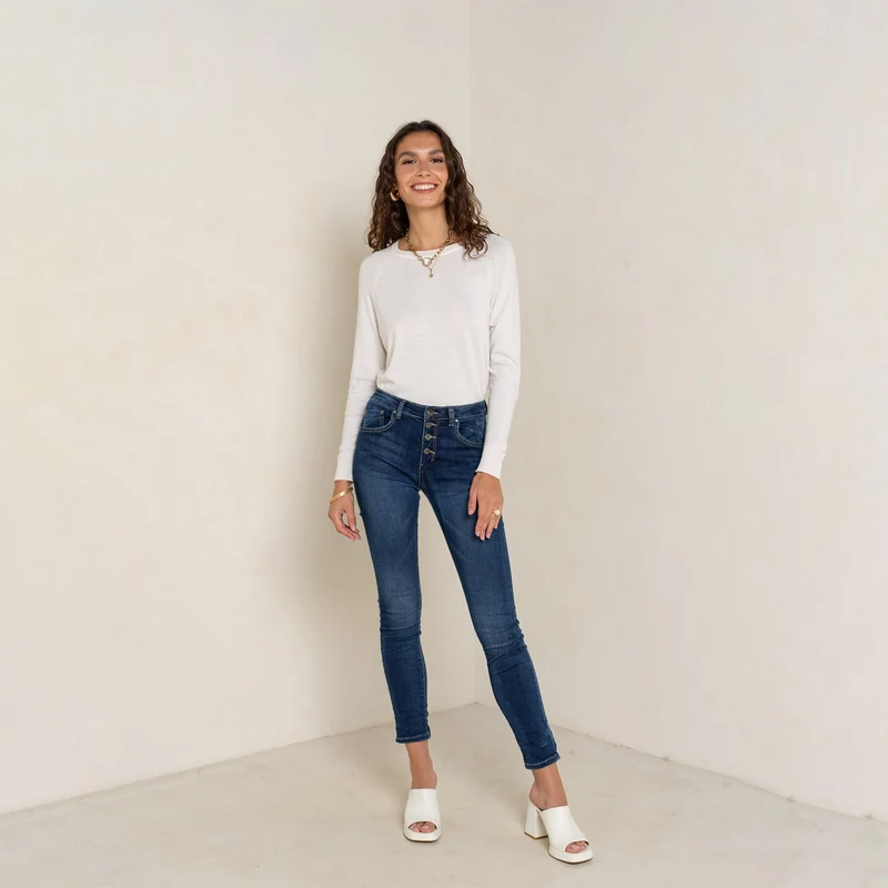 Pantalon Boyfriend Stretch Couleur