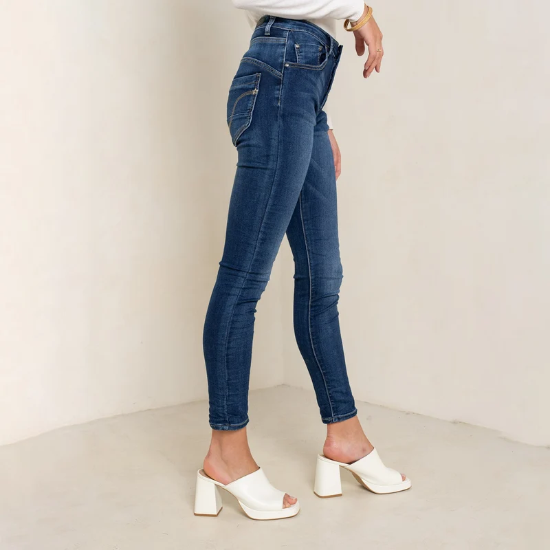 Pantalon Boyfriend Stretch Couleur