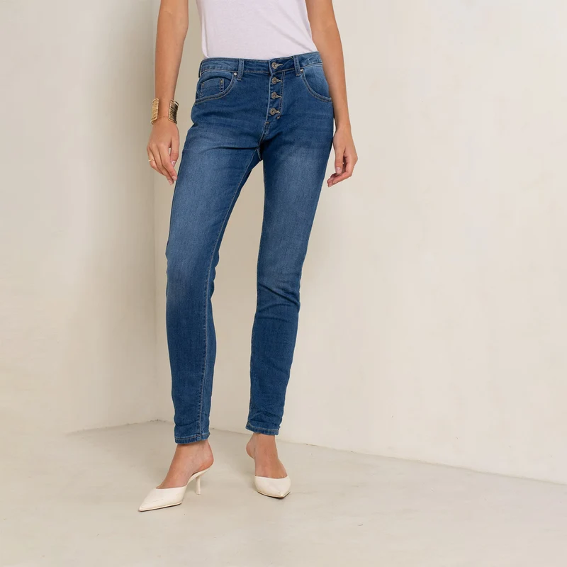 Pantalon Boyfriend Stretch Couleur