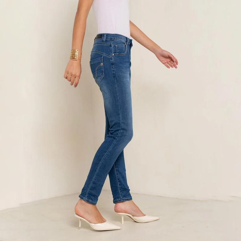 Pantalon Boyfriend Stretch Couleur