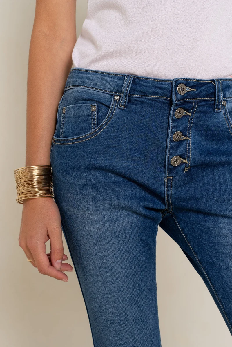Pantalon Boyfriend Stretch Couleur