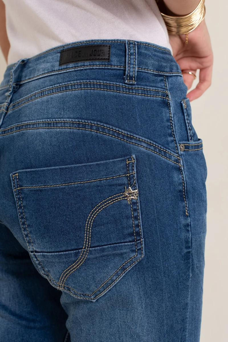 Pantalon Boyfriend Stretch Couleur
