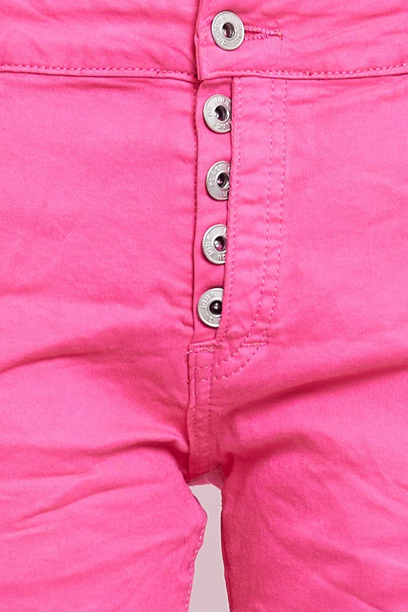 Pantalon Boyfriend couleur avec revers blanc
