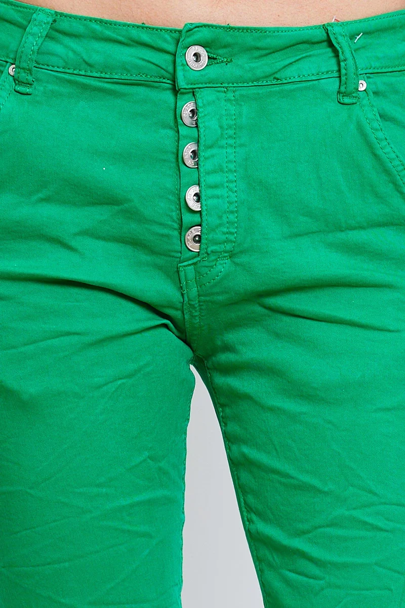 Pantalon Boyfriend couleur avec revers blanc