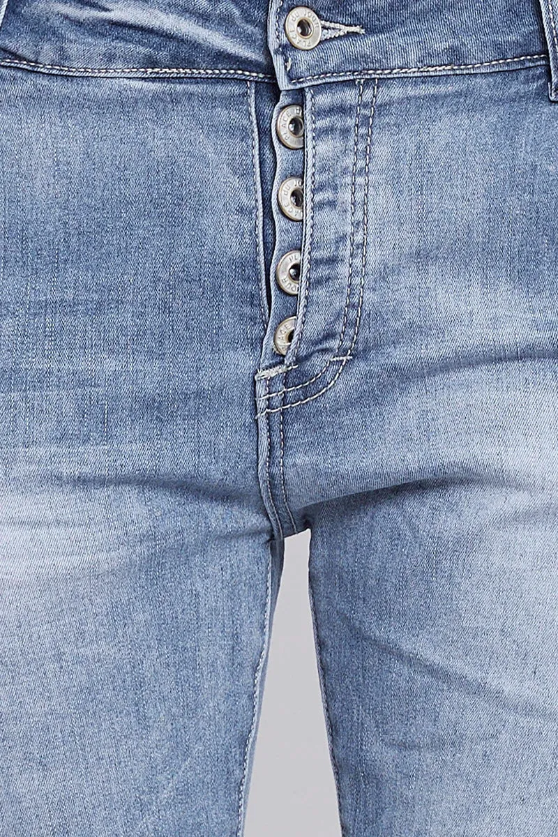 Pantalon Boyfriend couleur avec revers blanc