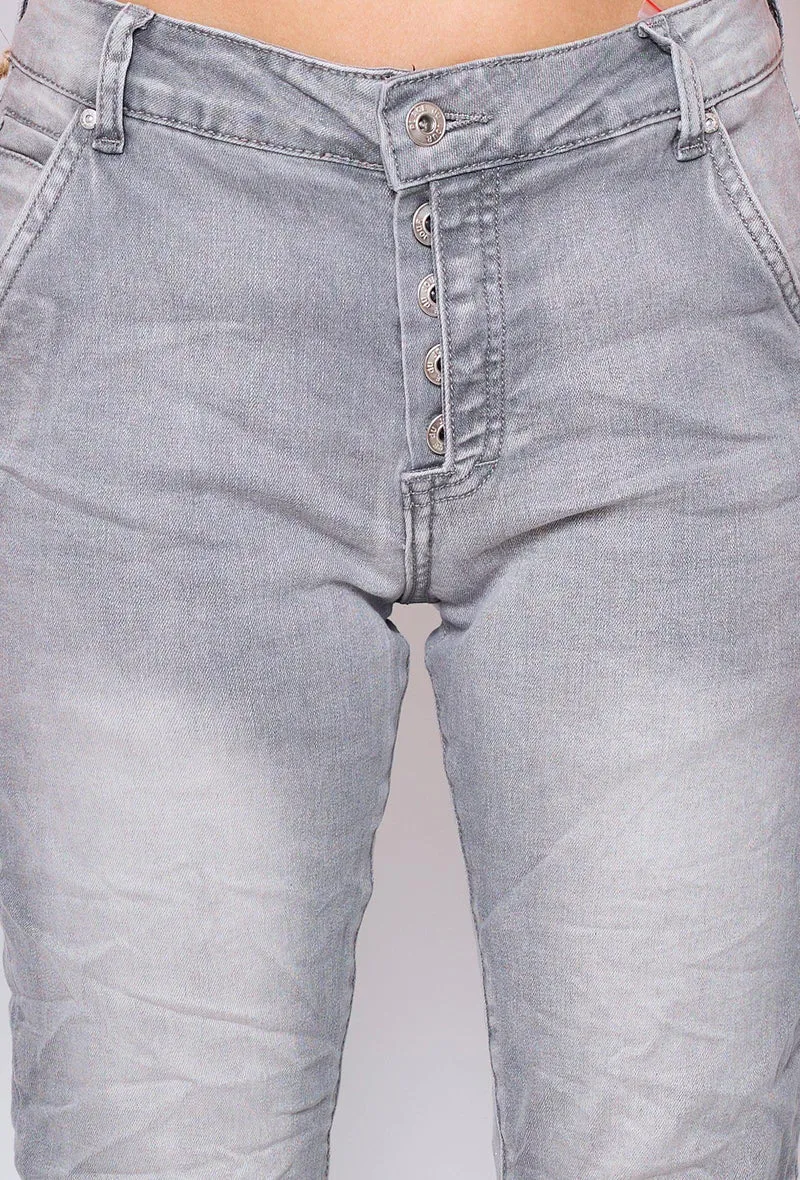 Pantalon Boyfriend couleur avec revers blanc