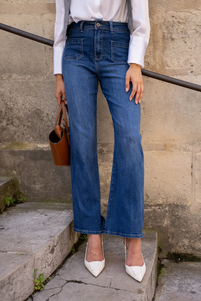 Jean Vintage Évasé Poches Plaquées