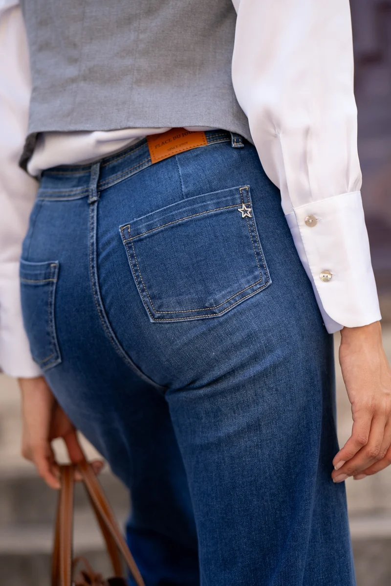 Jean Vintage Évasé Poches Plaquées