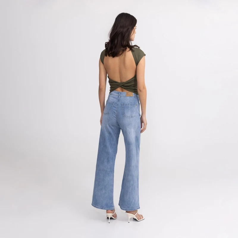 Jean Vintage Évasé Poches Plaquées
