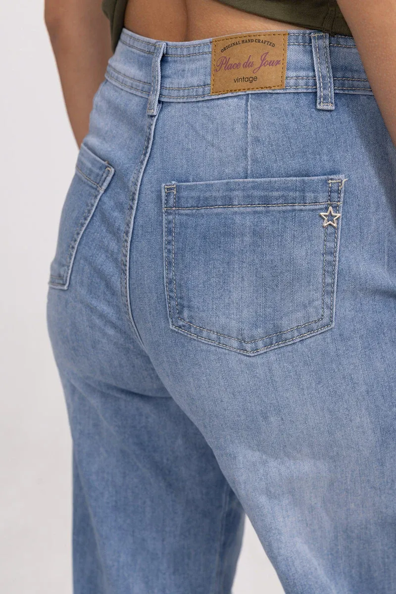 Jean Vintage Évasé Poches Plaquées
