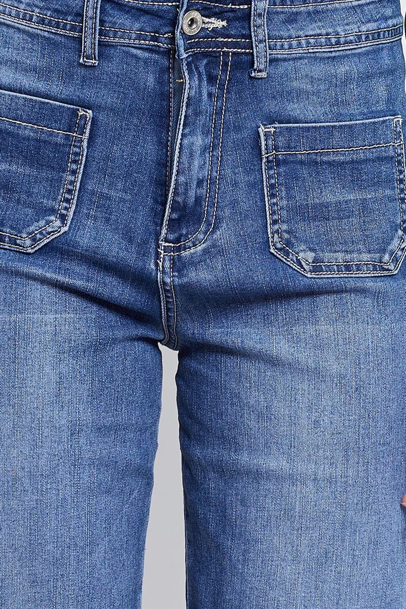 Jean Vintage Évasé Poches Plaquées