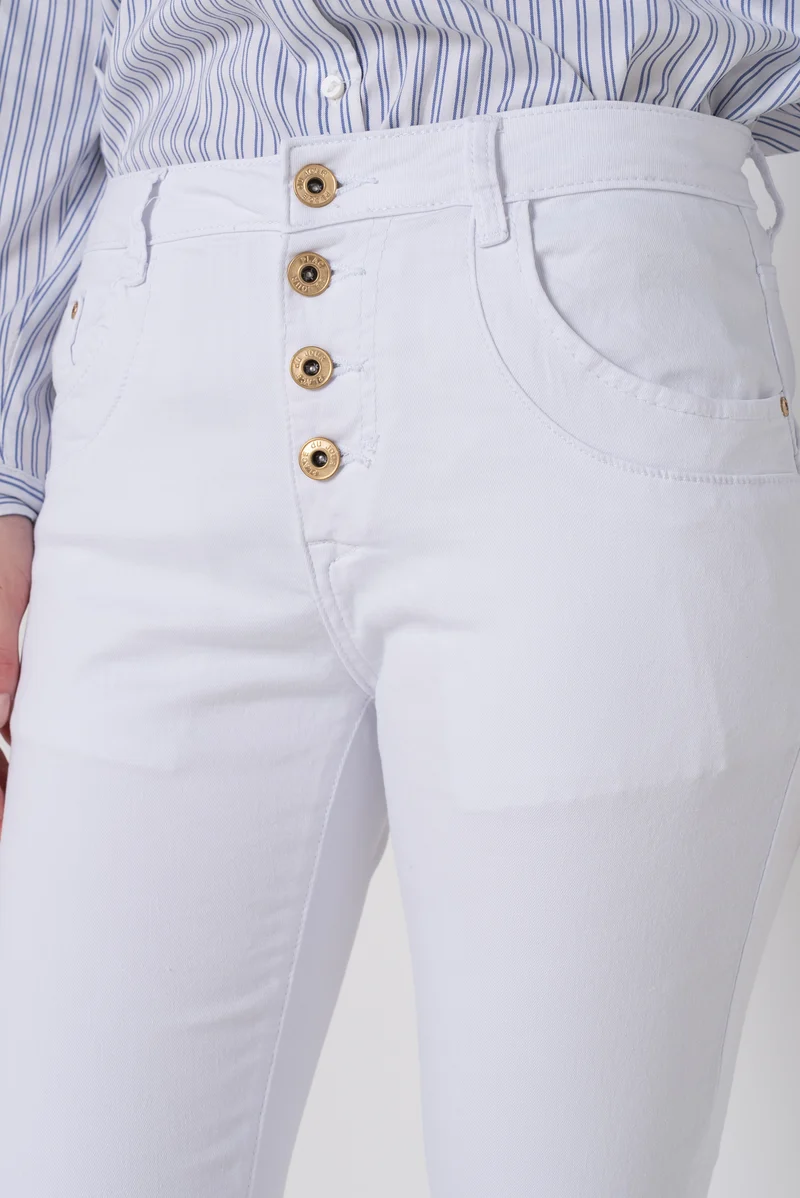 Boyfriend Taille Haute à Boutons