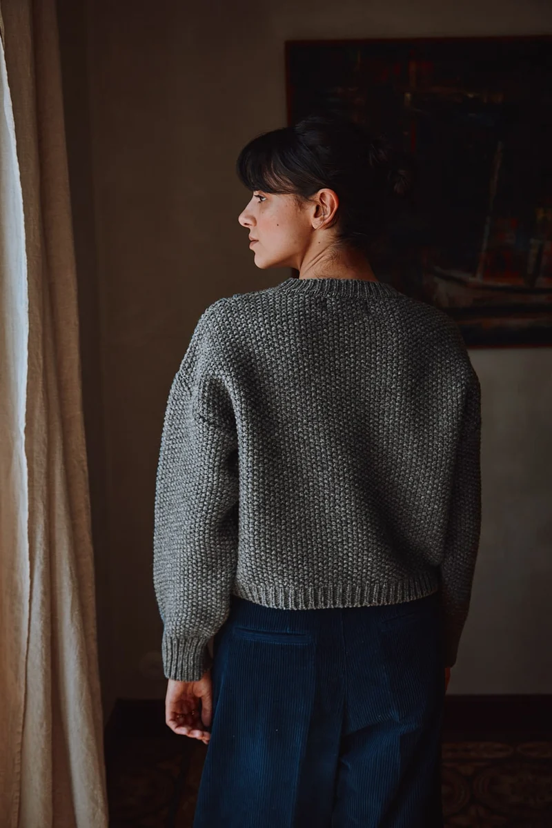 PAOLA Irish Cable Sweater in Merino Wool - Ash Grey