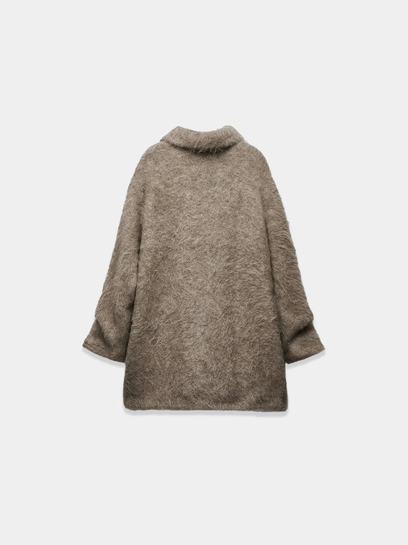 Short Coat Knitted with an Alpaca Blend
