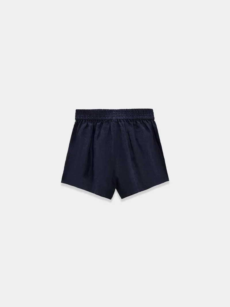 Green Breezy Linen Tie Bermuda Shorts