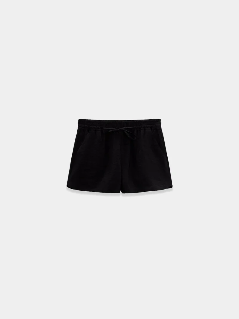Black Tie-Detail Shorts