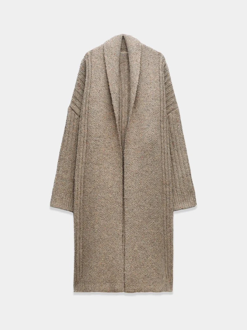 Ribbed Elegance Knit Coat