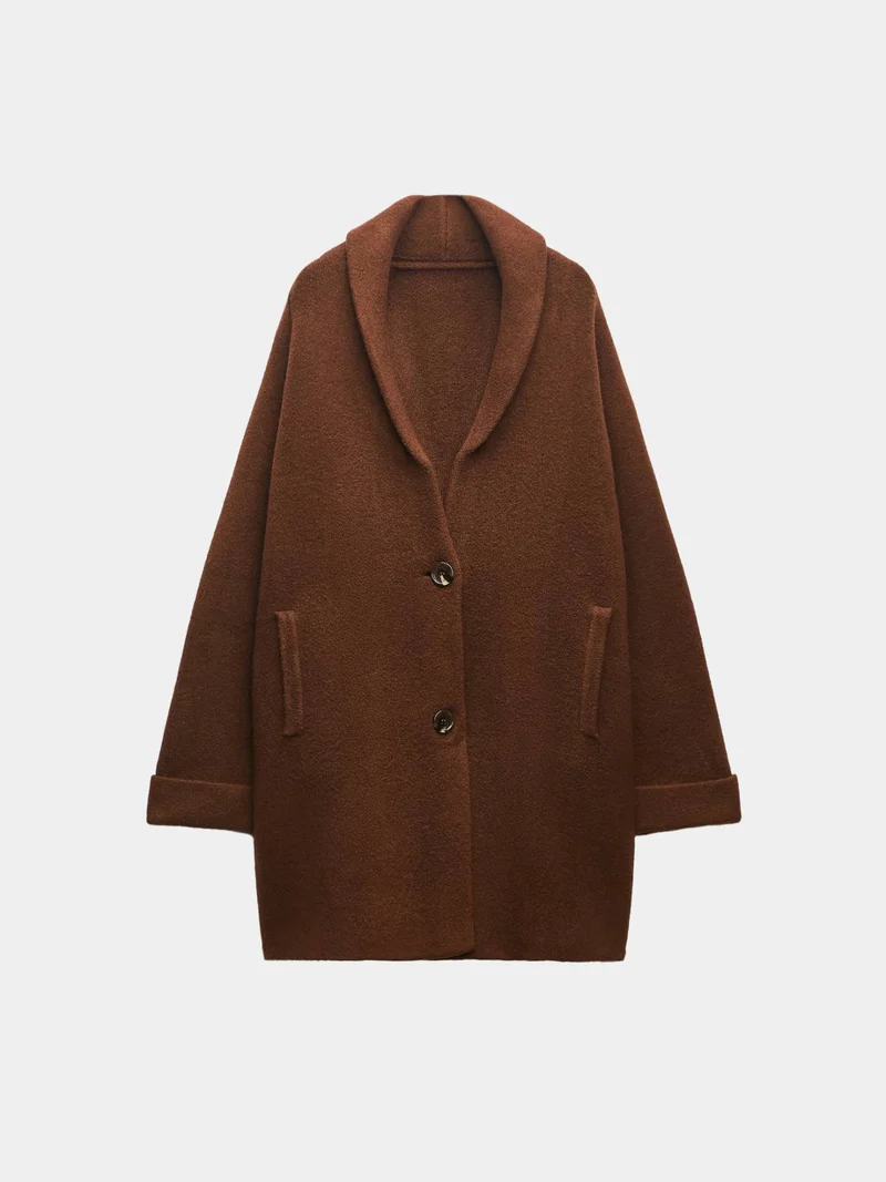 Knit Comfort Turn-Up Sleeve Coat