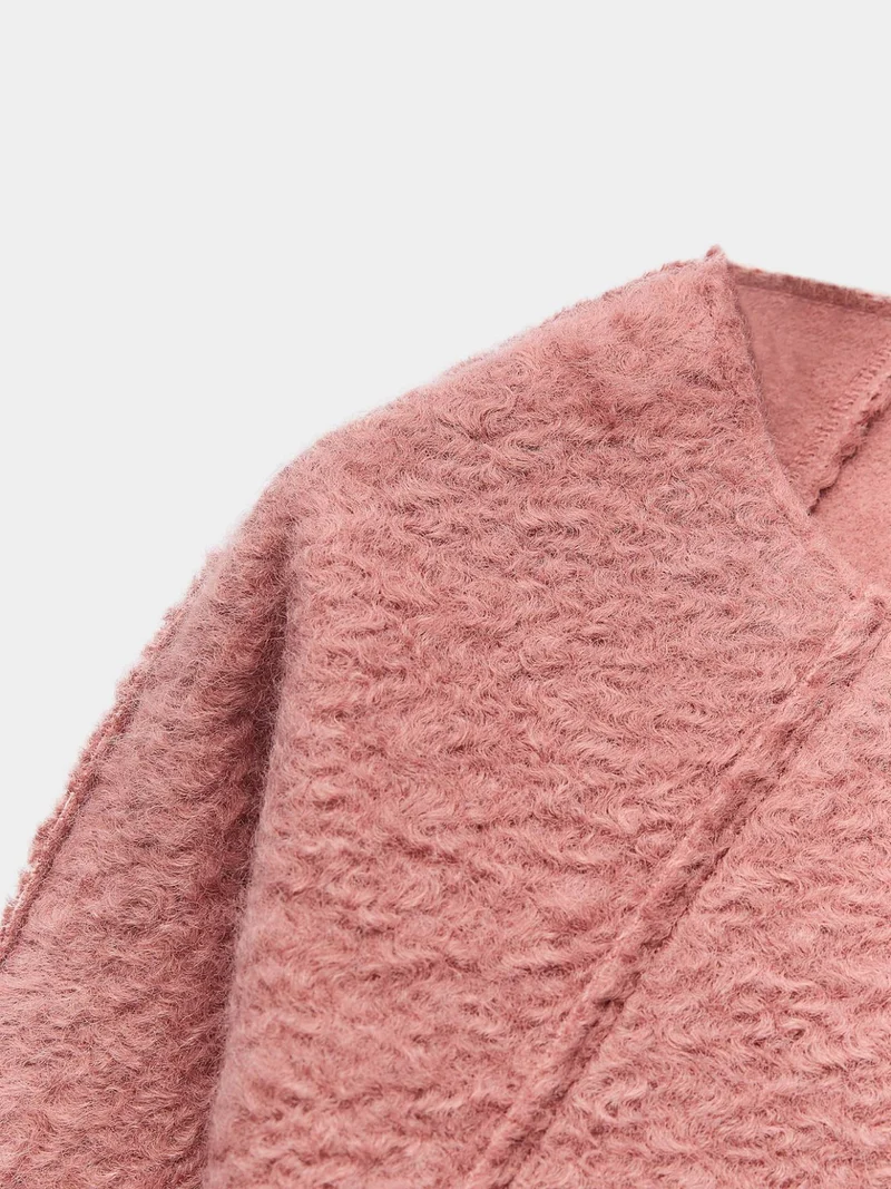Pink Bouclé textured sweatshirt