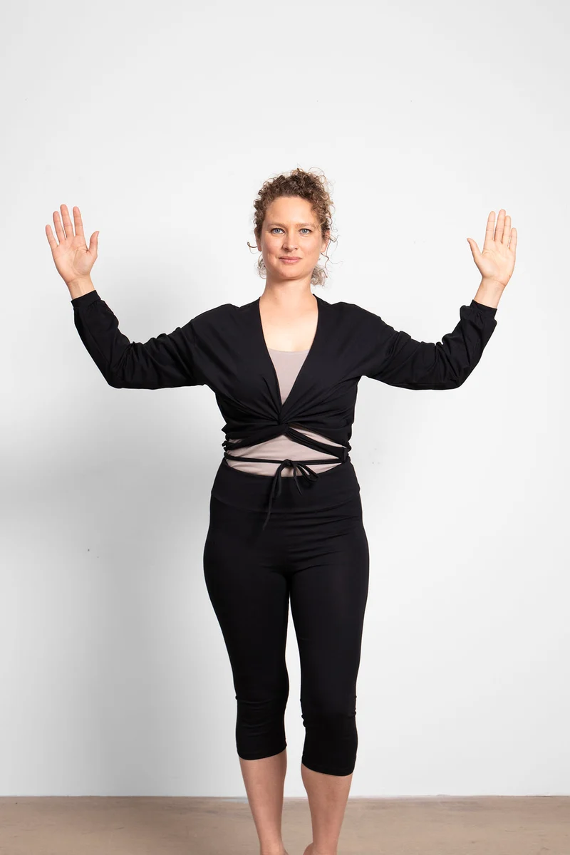 Talya Wrap Shirt — Mercerized Organic Cotton Multi-Tie Yoga Wrap with Long Sleeves